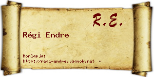 Régi Endre névjegykártya